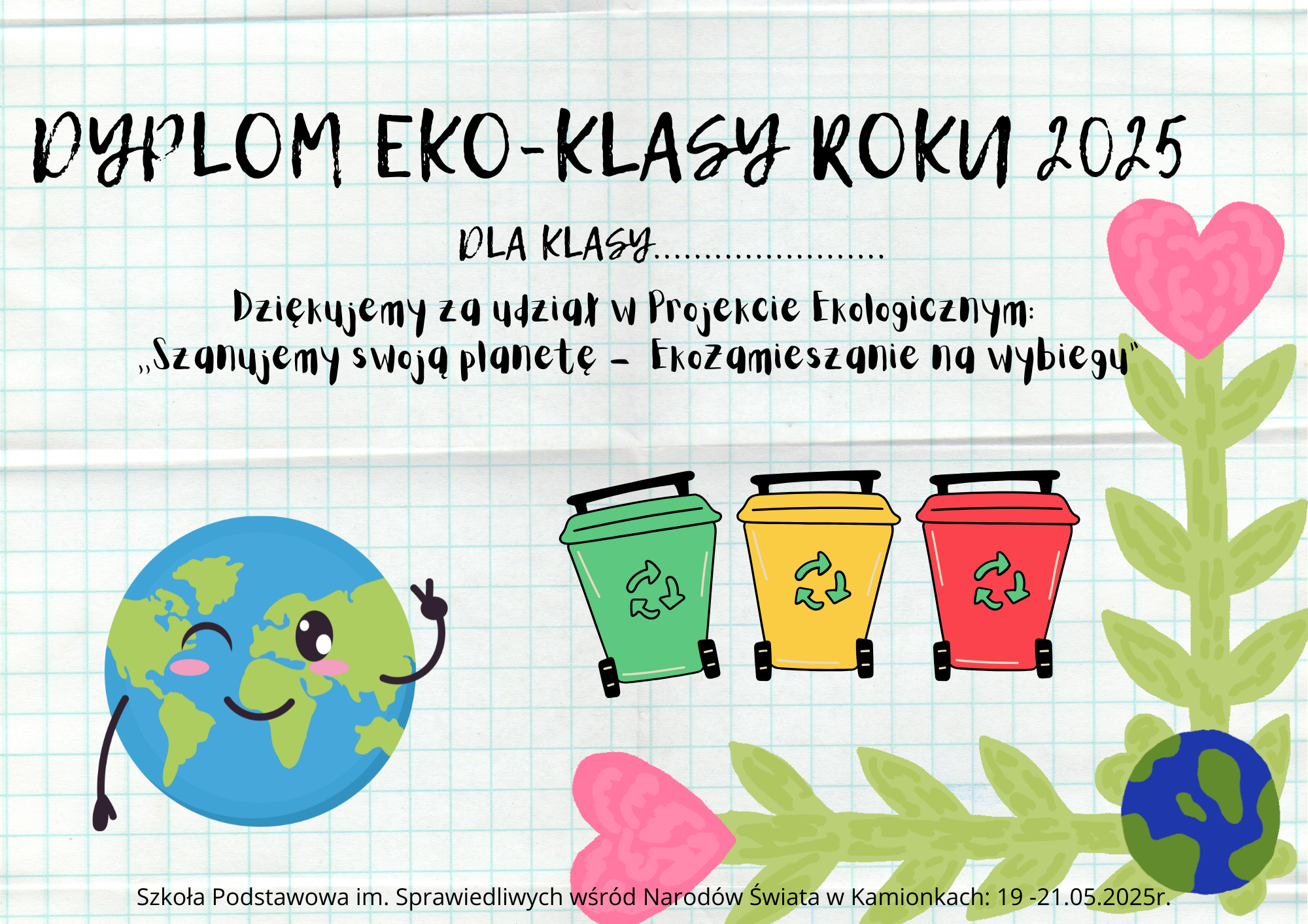 Szkolny Projekt Ekologiczny dla uczniów klas 0-3 pt.: „Szanujemy swoją planetę – EkoZamieszanie na wybiegu”
